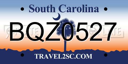 BQZ0527 South Carolina License Plate