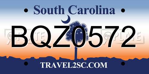 BQZ0572 South Carolina License Plate
