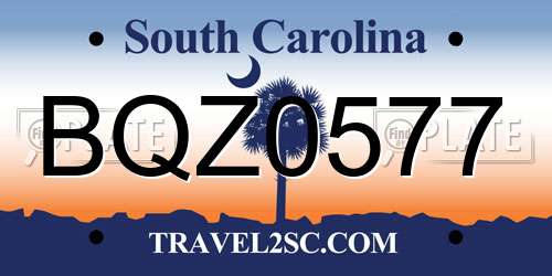 BQZ0577 South Carolina License Plate
