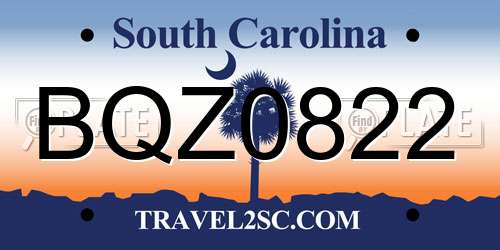 BQZ0822 South Carolina License Plate