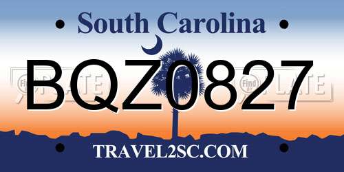 BQZ0827 South Carolina License Plate