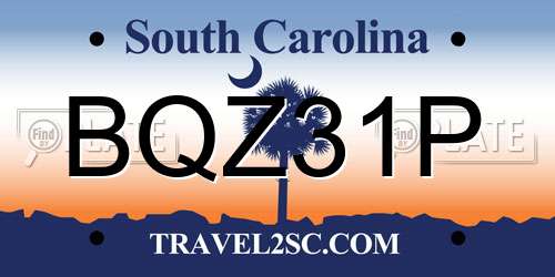 BQZ31P South Carolina License Plate