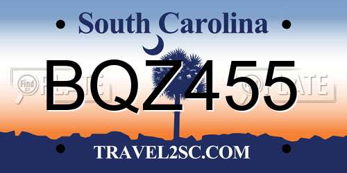 BQZ455 South Carolina License Plate