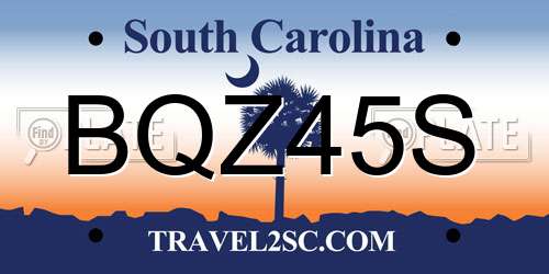 BQZ45S South Carolina License Plate
