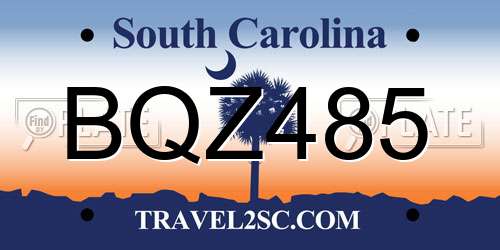 BQZ485 South Carolina License Plate