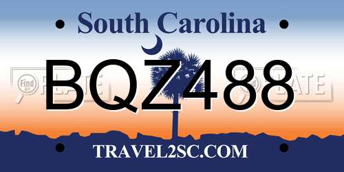 BQZ488 South Carolina License Plate