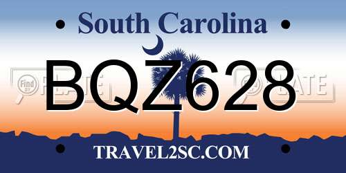 BQZ628 South Carolina License Plate
