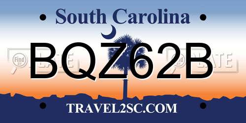 BQZ62B South Carolina License Plate