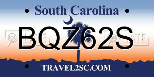 BQZ62S South Carolina License Plate