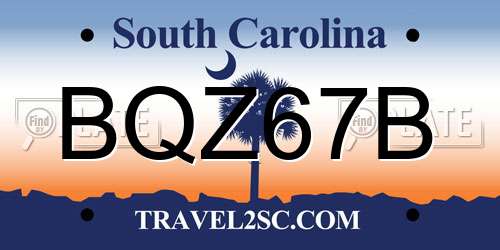 BQZ67B South Carolina License Plate