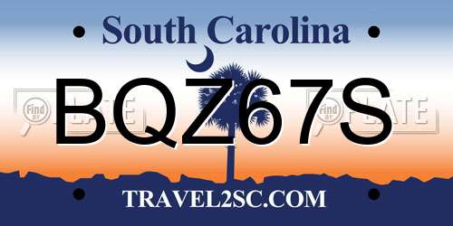 BQZ67S South Carolina License Plate