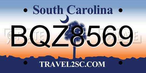 BQZ8569 South Carolina License Plate
