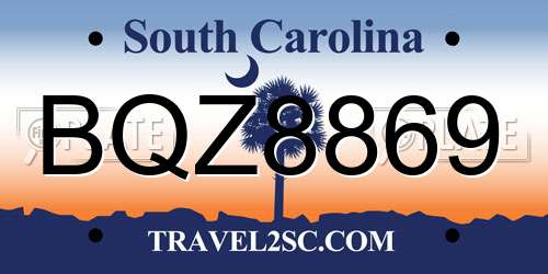 BQZ8869 South Carolina License Plate