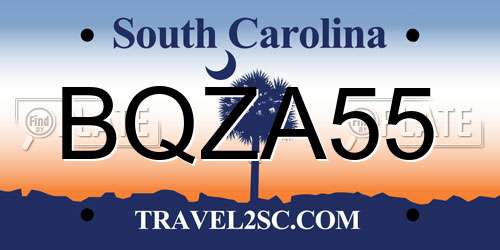 BQZA55 South Carolina License Plate