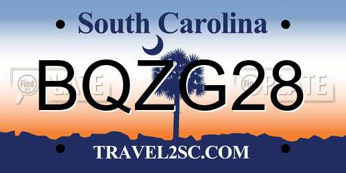 BQZG28 South Carolina License Plate