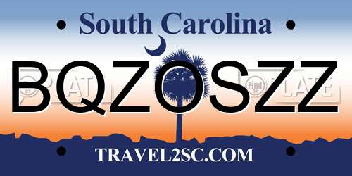BQZOSZZ South Carolina License Plate