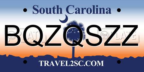 BQZQSZZ South Carolina License Plate