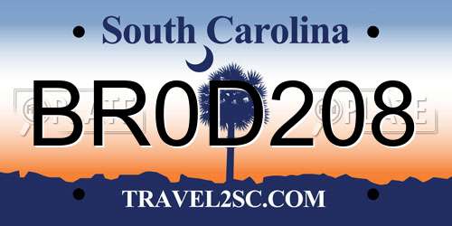BR0D208 South Carolina License Plate