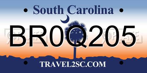 BR0Q205 South Carolina License Plate