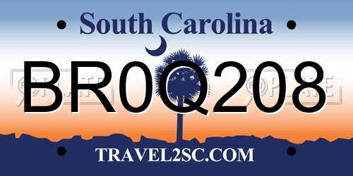 BR0Q208 South Carolina License Plate