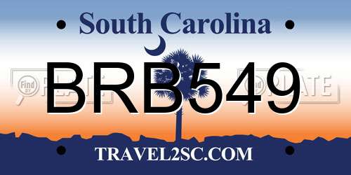 BRB549 South Carolina License Plate