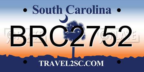 BRC2752 South Carolina License Plate