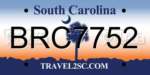 BRC7752 South Carolina License Plate