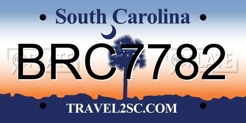 BRC7782 South Carolina License Plate