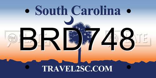 BRD748 South Carolina License Plate