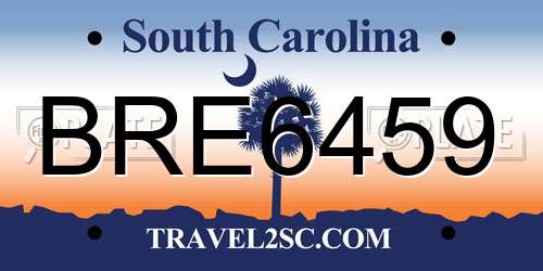 BRE6459 South Carolina License Plate