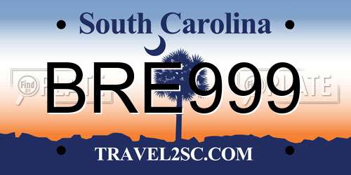 BRE999 South Carolina License Plate