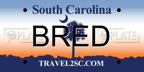 BRED South Carolina License Plate