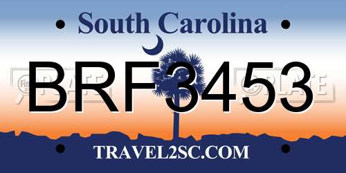 BRF3453 South Carolina License Plate
