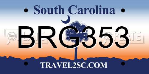 BRG353 South Carolina License Plate