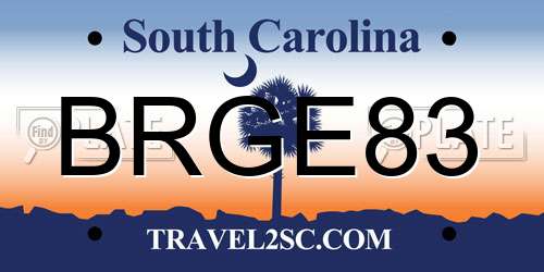 BRGE83 South Carolina License Plate