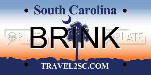 BRINK South Carolina License Plate