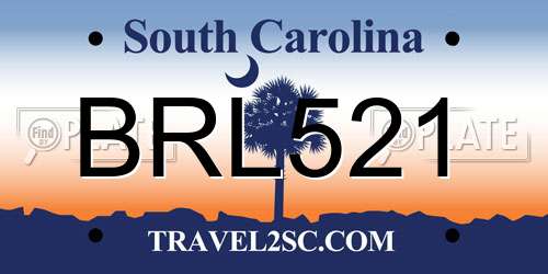 BRL521 South Carolina License Plate