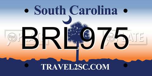 BRL975 South Carolina License Plate