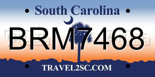BRM7468 South Carolina License Plate