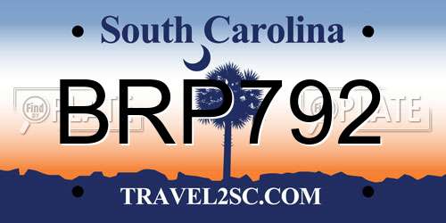 BRP792 South Carolina License Plate