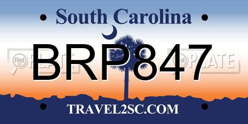 BRP847 South Carolina License Plate