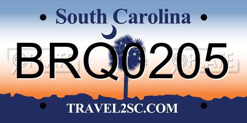 BRQ0205 South Carolina License Plate