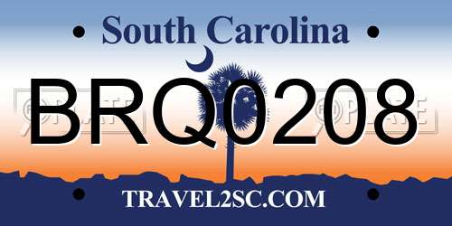 BRQ0208 South Carolina License Plate