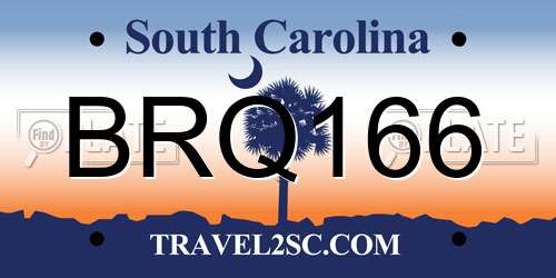 BRQ166 South Carolina License Plate