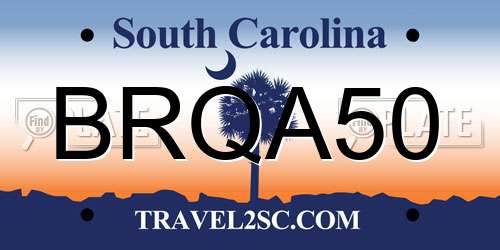 BRQA50 South Carolina License Plate