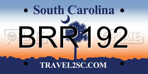 BRR192 South Carolina License Plate