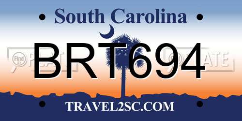BRT694 South Carolina License Plate