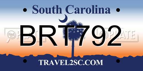 BRT792 South Carolina License Plate