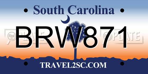 BRW871 South Carolina License Plate