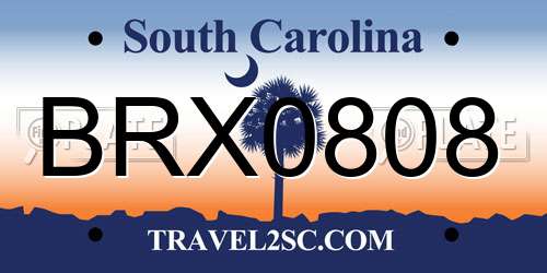 BRX0808 South Carolina License Plate
